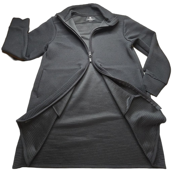 MPG Mondetta Ottoman Rib Tunic Jacket Black Longline Full Zip Large - Picture 3 of 9